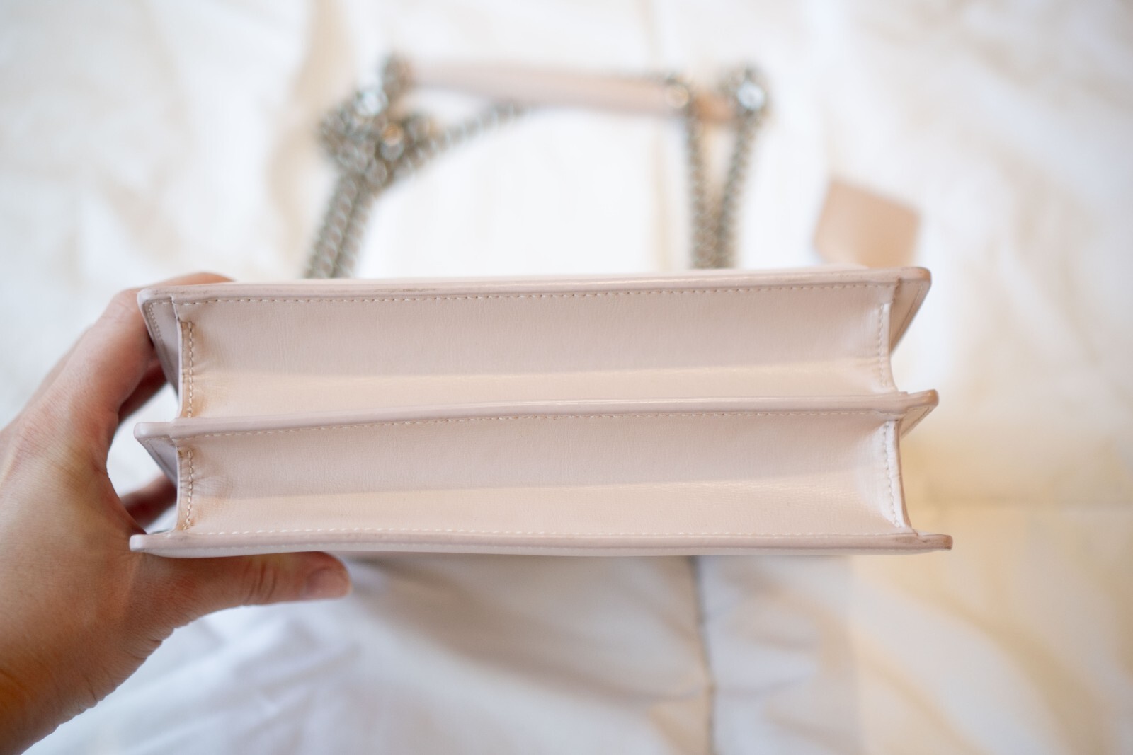 SAINT LAURENT YSL Rosa Chiaro con Ferramenta Argento Tramonto Medio in Pelle Liscia