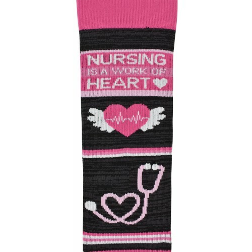Nursing is Work of Heart Medical 10-14mmHG Compression Socks 2 Sizes! REG or XL - Picture 2 of 2