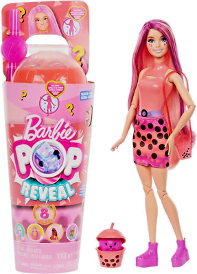BARBIE DOLL Pop Reveal BOBA in Mango Mochi TEA Cup w 8 SURPRISES New SEALED NIB