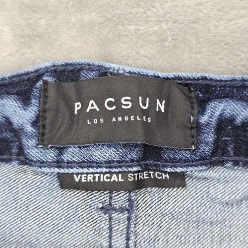 PacSun Jeans Mens 31x32 Stacked Skinny Vertical Stretch Zipper Distressed *33x32 - Picture 6 of 24