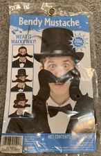 Fun World Bendable Mustache 20  Long Costume Black One Size Ages New