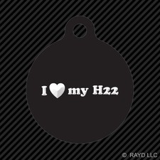 I Love my H22 Keychain Round with Tab dog engraved many colors