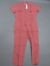 Outerknown Womens S.E.A. Jumpsuit Size Large Coveralls Short Sleeve Button Red