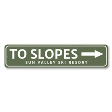 Personalized To Slopes Arrow Ski Resort Mountain Lodge Cabin Metal Decor Sign