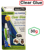 STICK N FIX  Clear Glue Repositionable Repair Mend Jewelry Strong Crystal Clear.