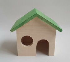 Hamster Small Wooden House Gerbils Rodents Pet Mouse Green Roof and Window Nest