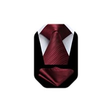 Mens Ties Striped Ties for Men Formal Tie and Pocket Square Set A1 Burgundy
