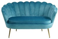 Muschelsofa Aus Samt Blau 2-Sitzer Polstersofa Designersofa Samtsofa Sofa Couch