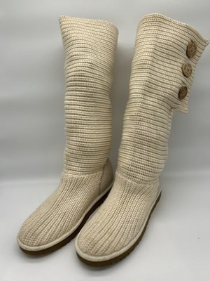 Women s UGG Australia Cardy Classic Knit Tall Cream Sweater Boots 5819 Sz US 10 