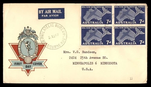 Mayfairstamps Australia FDC 1957 Plane Caduceus Royal Flying Dr Service First Da