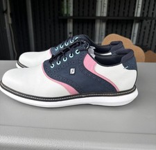Footjoy Men s Traditions Golf Size 10 White/Blue/Pink 57959