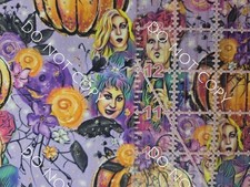 Custom Cotton Woven Fabric Movie Hocus Pocus Floral By The 1/4 Yard 9x56