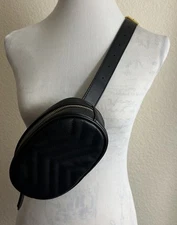 Geestock Black Fanny Packs Faux Leather Waist Bags Waterproof Belt Bag Brand New