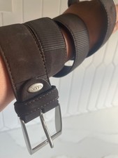 Nanni Italy Brown Suede Leather Belt sz 95/38 Brass Buckle Women Men fit 35-38