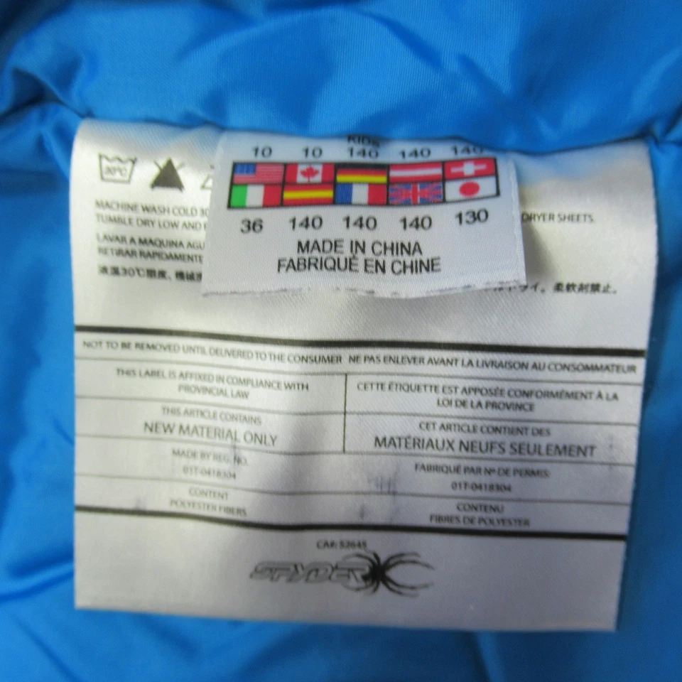 Chaqueta Spyder Niños 10 Negro Azul Capucha Aislada Bolsillos Cremallera Completa Resistente al Agua Foto 4 de 4