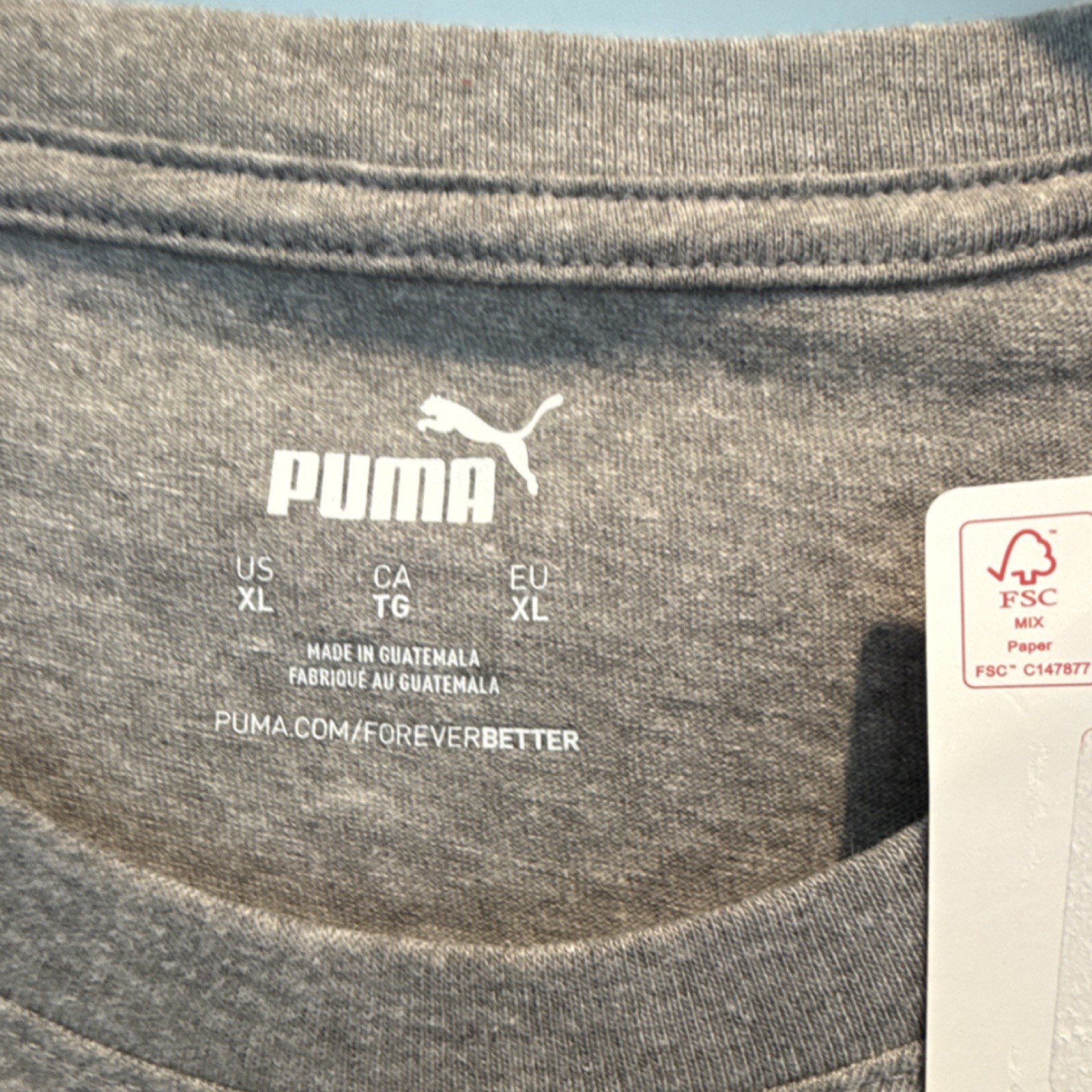 PUMA Men's Short Sleeve T-Shirt Crew Neck Grey, Size XL thumbnail 3