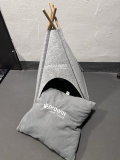 proWIN Kleintierhöhle Tipi für Katzen und Hunde Filz grau inkl. Kissen