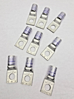 YA28LBOX 10 Burndy 1-Hole 3/8'' Stud 4/0 AWG Compression Lug Standard Barrel NEW