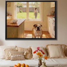 Bulldog Oil Painting Rustic Canvas Kitchen Decor Animal Artwork Cozy Wall Art