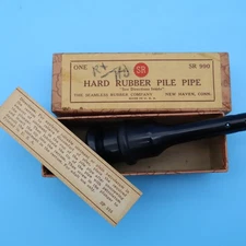 VINTAGE IN BOX- HARD RUBBER PILE PIPE - by THE SEAMLESS RUBBER COMPANY - CONN.