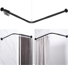 L Shaped Shower Curtain Rod, Adjustable Corner L, Black