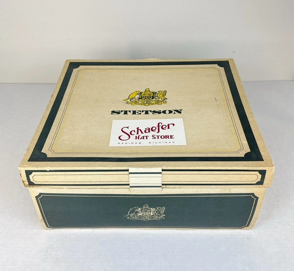 Chapéu social masculino vintage década de 1960 Stetson cinza feltro com fita caixa de penas couro  - Imagem 3 de 4