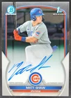 2023 Bowman Draft Matt Shaw Chrome Auto #CDA-MS 1st Prospect Chicago Cubs BW10