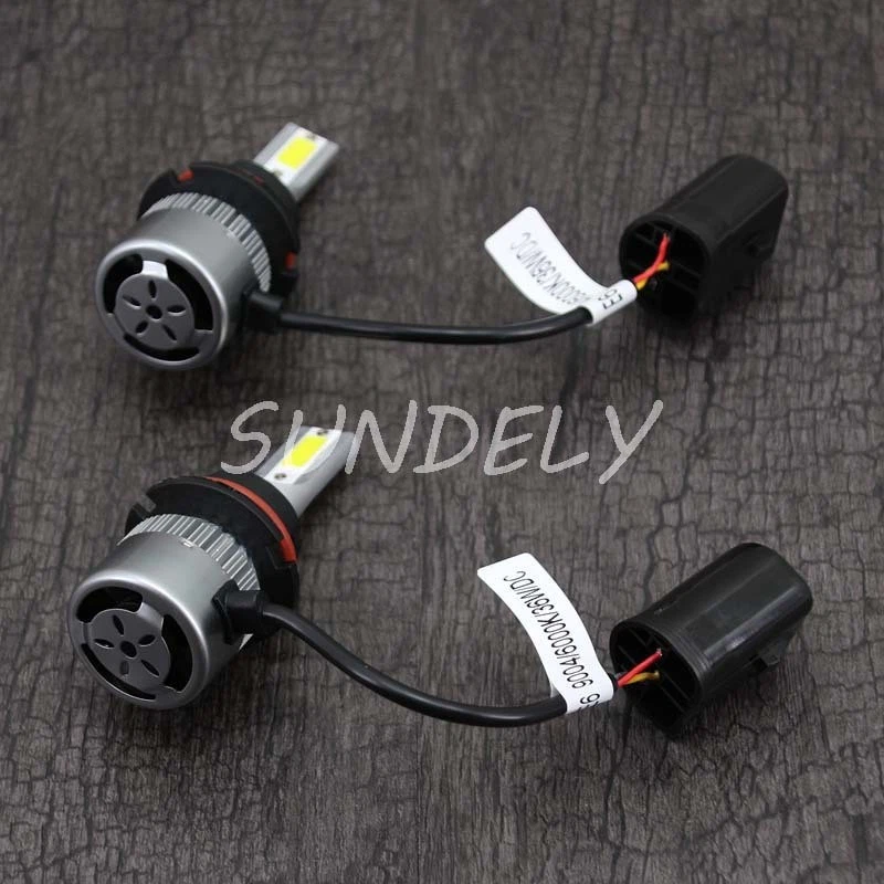 9004 LED Car Headlight Kit COB 72W 7600LM White 6000K High Power All IN ONE - Image 3 of 4
