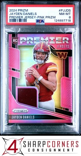 2024 PANINI PRIZM PREMIER JERSEYS PINK #PJJDS JAYDEN DANIELS RC PSA 8
