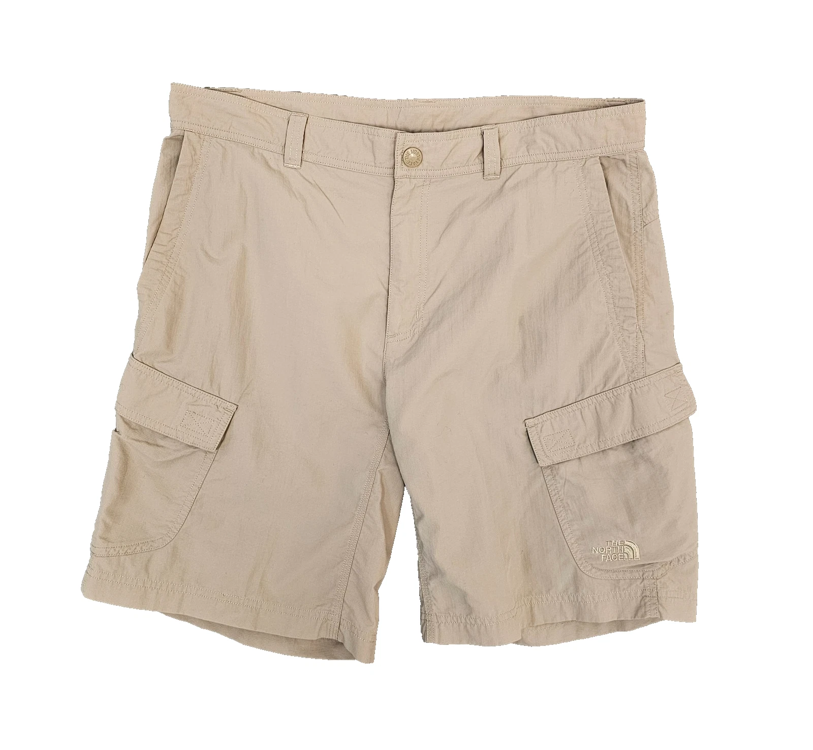 The North Face Mens 34 Horizon Cargo Utility Shorts Beige Lightweight Hiking
