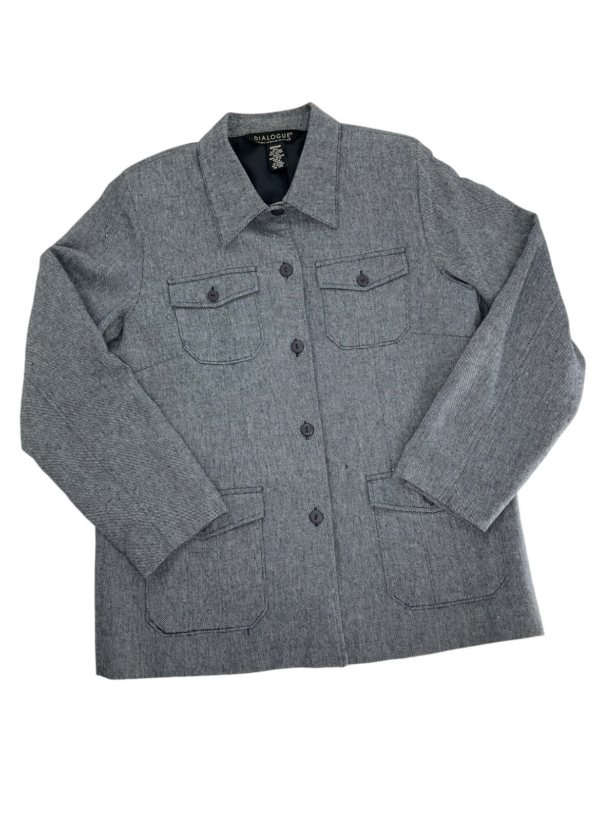 Dialogue Medium Gray Button-Front Jacket blazer P… - image 2