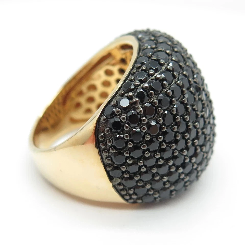2ct Round Cut Simulated Black Onyx Pinky/Dome Band Ring 14k Yellow Gold Plated - Image 4 of 4