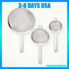 3pc (3", 5", and 8") Stainless Steel Mesh Strainer Set Silver - Figmint™