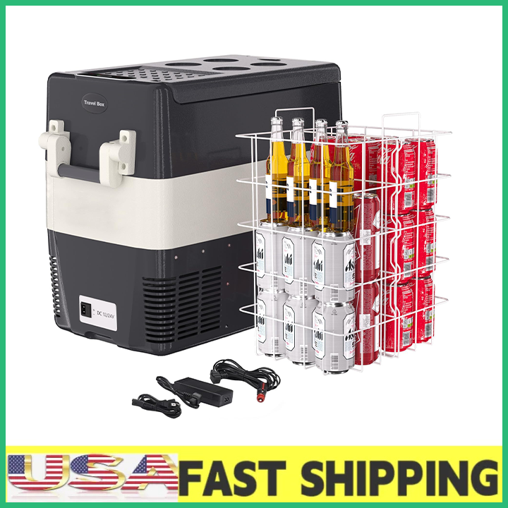 53 Quart Car Refrigerator,12V Portable Freezer Cooler 12/24V DC & 110-240V AC,RV