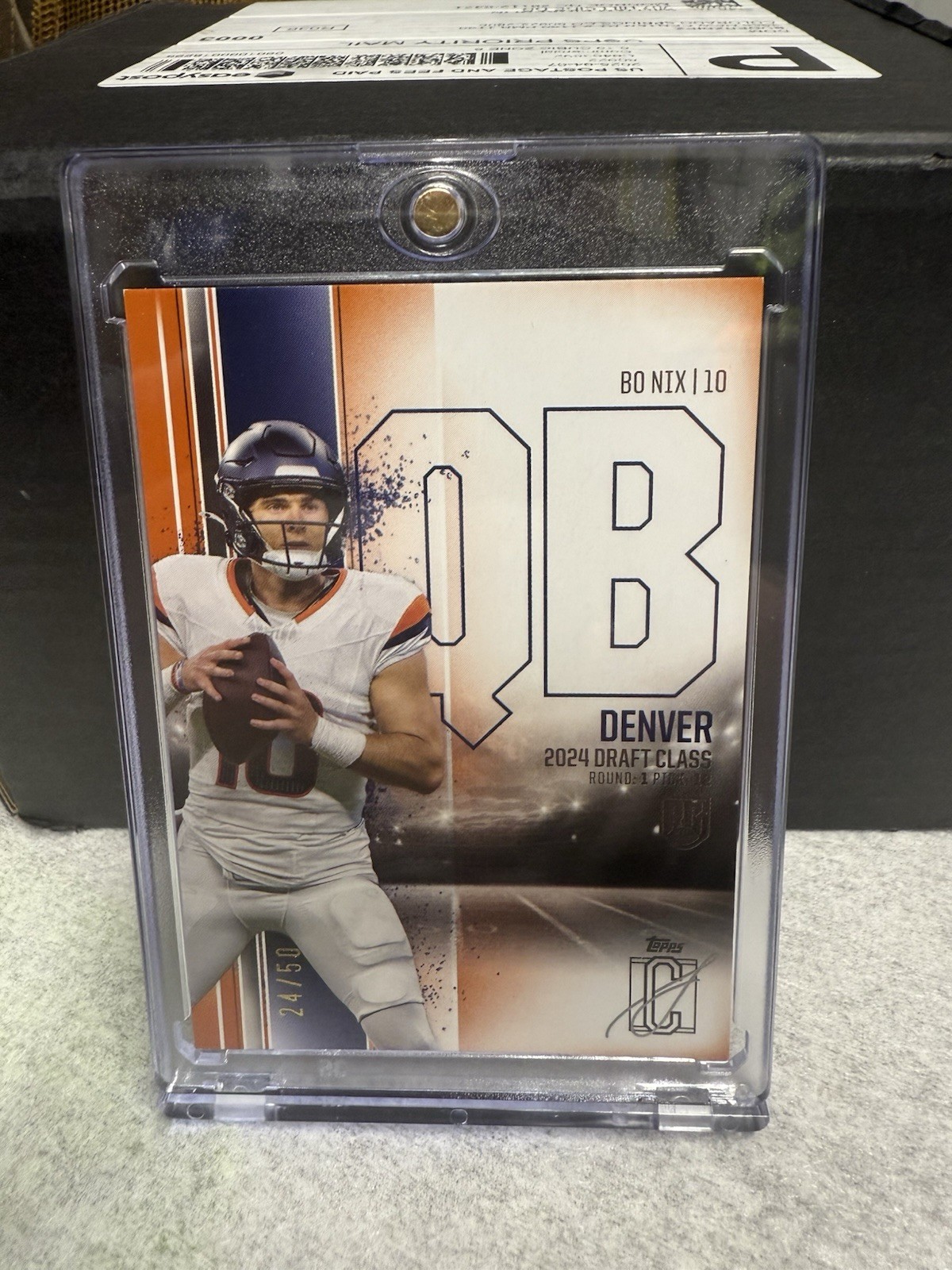 2024 Topps Signature Class - Bo Nix #100 Orange 24/ 50 Color Match (RC)- Broncos