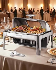 9QT Roll Top Chafing Dish Buffet Set Stainless Steel Chafer Food Warmer w/ Clip