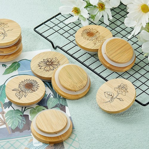 12 Pieces Yogurt Jar Lids Natural Wooden Lids Decorative Lids with Silicone S... - Picture 6 of 7