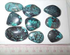 Turquoise Stone Flat Free Form Cabochon 162.5 Carat 9 pieces 32.5 gram