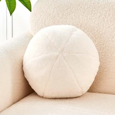 Ivory Ball Pillow, 8" Cute Mini Round Throw Pillow Faux Rabbit Fur Room Decor...