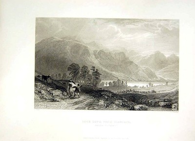 Antiker alter Druck *2382 1838 Schottland Ansicht Loch Long Glencoe Argylshire Hills