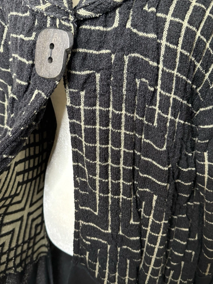 Chaqueta Suéter Cárdigan Transparente Negro Tostado Arrugado Elástico Tejido Boho Alemania Foto 4 de 4