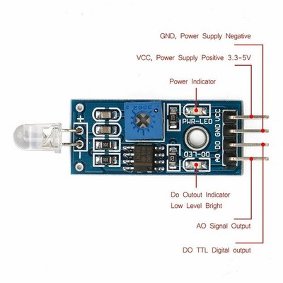 1PC LM393 Photodiode Light Sensor Module 1 CH Adjustable 3.3V-5V for Arduino