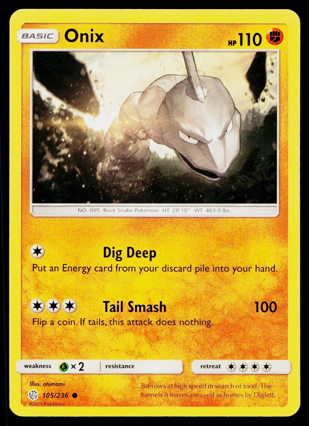 Onix 105/236 Common Cosmic Eclipse Pokemon Near Mint