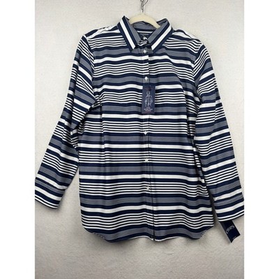 Chaps Button Down Shirt Womens 1X No Iron Slimming Fit Nautical Preppy