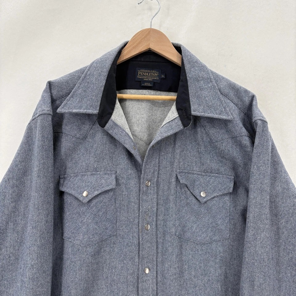 Pendleton Shirt Jacket Mens XL Gray Wool Lined Western Snap High Grade Canyon - Image 2 of 4