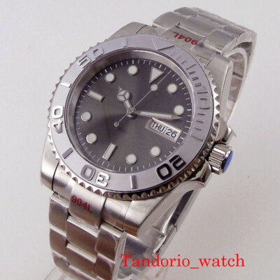 40MM Grey Dial NH36A Automatic Men's Watch Oyster Sapphire Glass Luminous Date