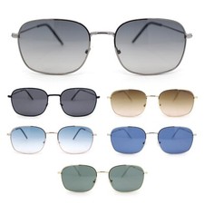 Dad Fashion Retro Classic Small Rounded Rectangle Metal Rim Sunglasses