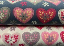 Pink Or Grey Heart Florals 100% Cotton Fabric, Sewing, Crafts, NEW CP0474