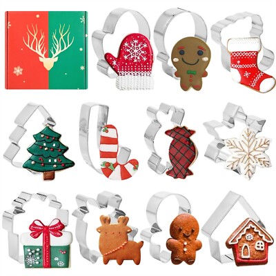 Cookie Cutters 12pcs Set Biscuit Mold Christmas Gingerbread Shape Cutter
