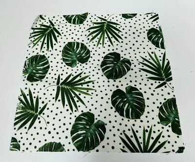 Tissu coton feuille de palmier vert à pois feuilles tropicales 44 cm x 44 cm ... - Photo 1/4